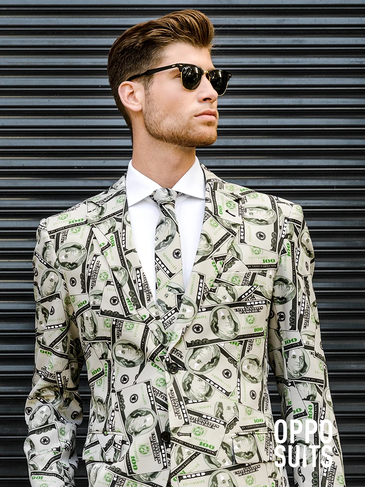 

Костюм Homme, мужские костюмы из 3 предметов с долларовым принтом, 2021, смокинг для жениха на свадьбу, летний пляжный мужской костюм жениха (куртка + брюки + галстук)