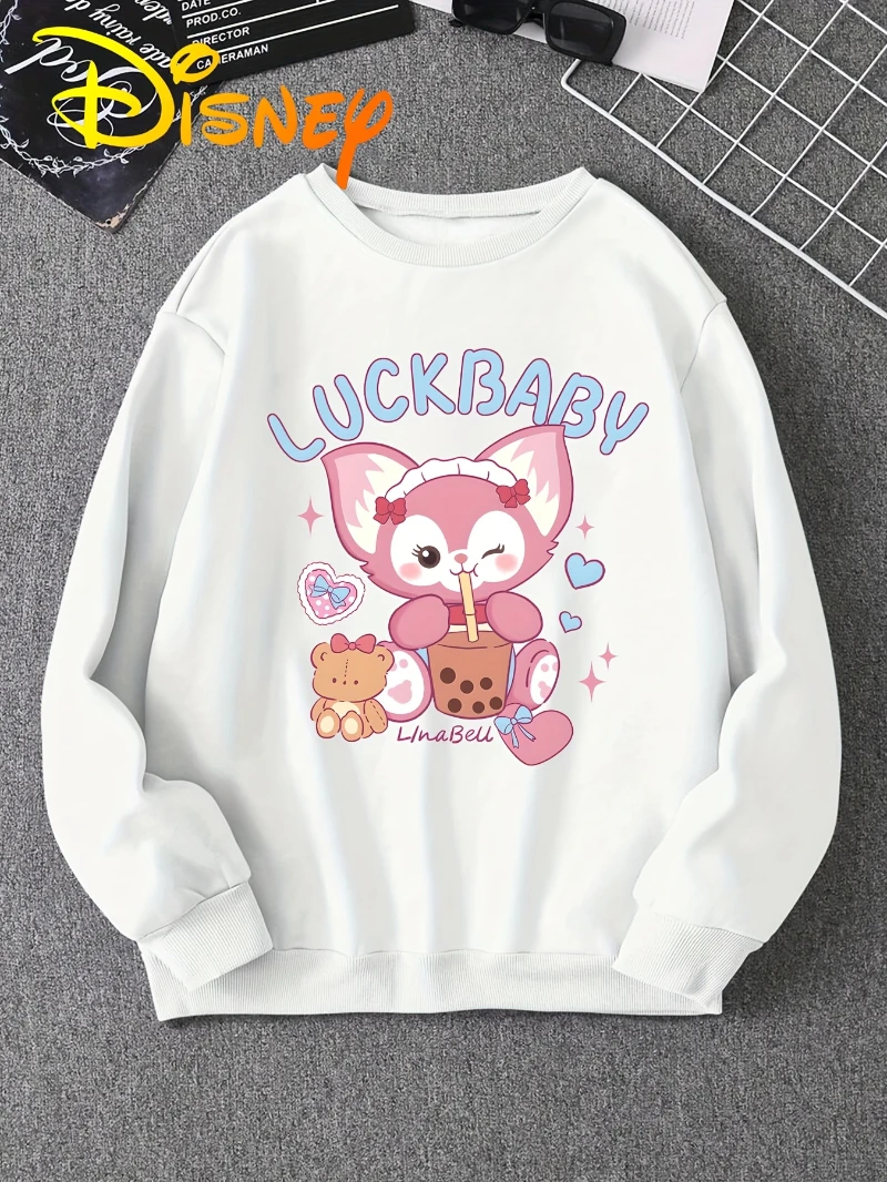 سترة بغطاء للرأس مطبوعة برسوم كارتونية لطيفة للسيدات - سترة شتوية دافئة ومريحة برقبة دائرية، ملابس كاجوال يومية، قماش ناعم