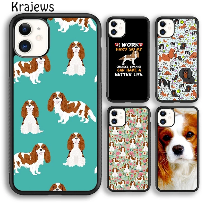 Krajews-iPhone用のcavalierKingカバー,電話ケース,iPhone 16,15,14 plus,xs,xr,11,12 mini,13 pro max,spaniel,dog