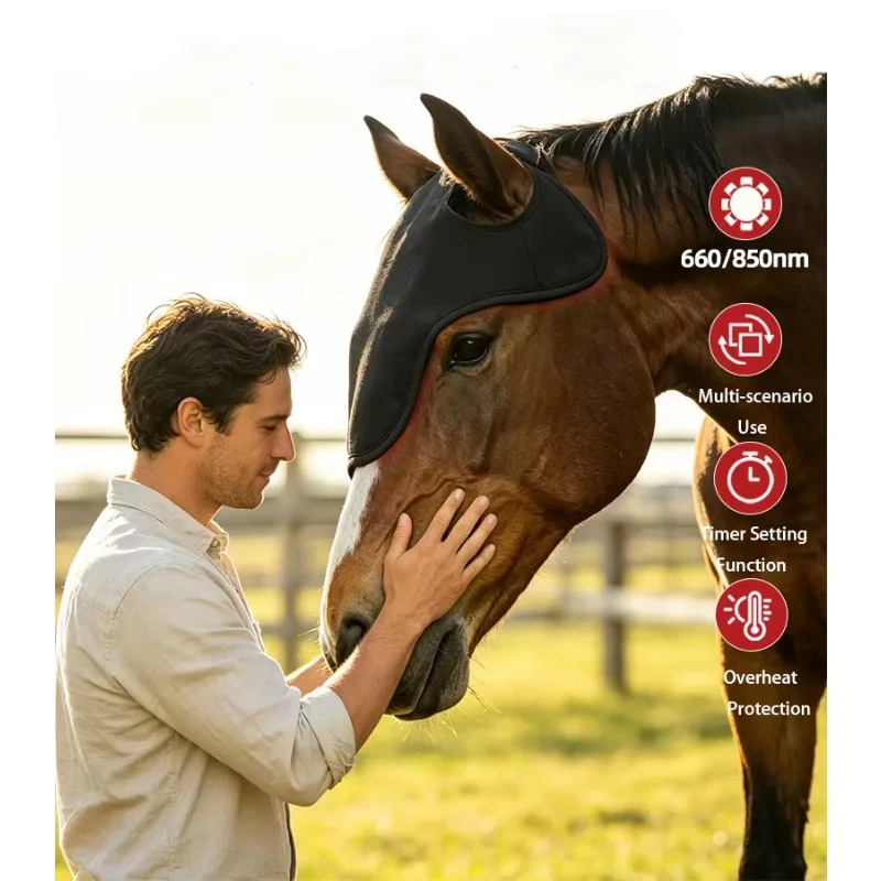 Wireless Rechargeable Equine PBM Red Light Therapy Face Mask Horse Recovery Pad