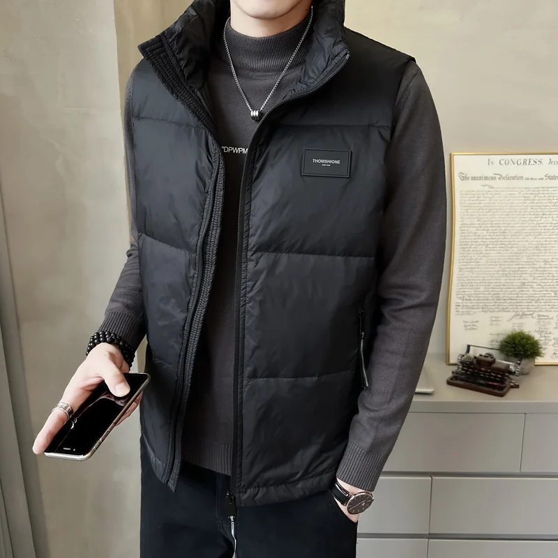 

Теплая стеганая куртка-жилет для мужчин, повседневная, с воротником-стойкой, молодежная, зимняя верхняя одежда