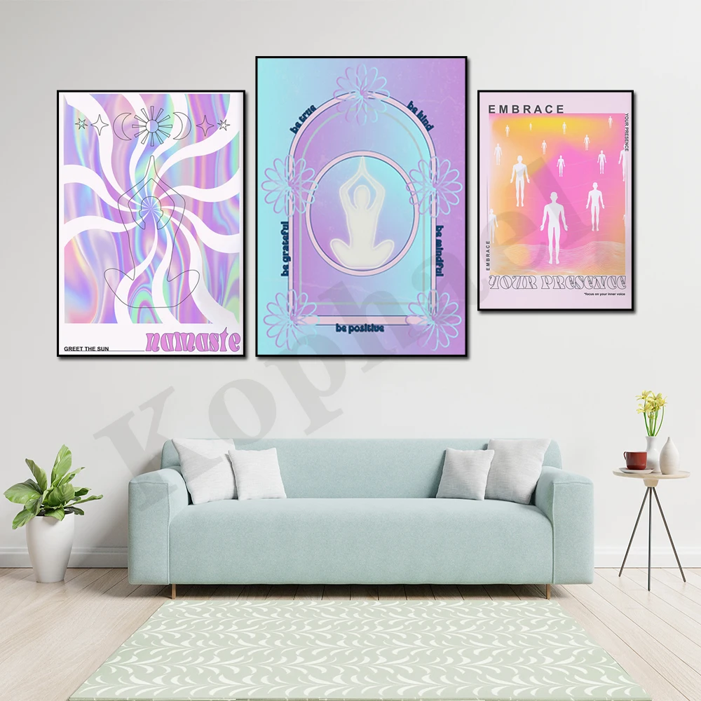 70s Abstract Retro Gradient Aura Yoga Psychedelic Home Decor Poster