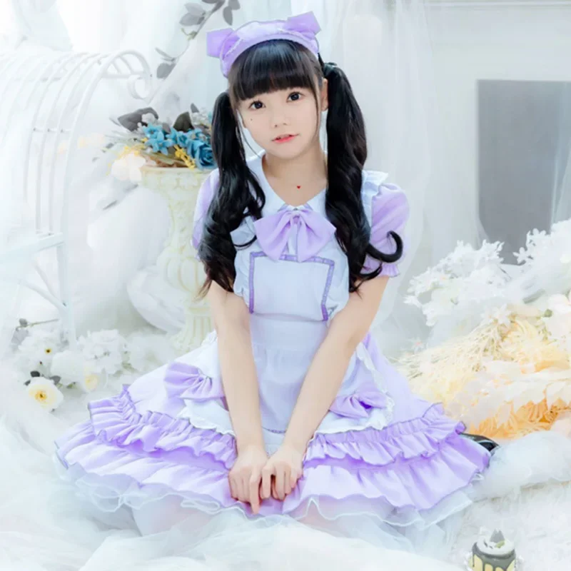 Amine purple Gothic e girl Lolita outfit pokojówka sukienka cosplay kostium dla dziewczynek kobieta kelner pokojówka kostiumy imprezowe js9994