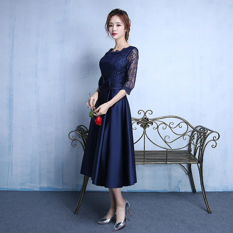 Elegant Bridesmaid Dresses for Women Long Sleeve Tulle Appliques Wedding Banquet GownTemperament Ladies Prom Evening Dresses