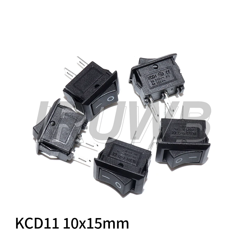 5Pcs 10x15mm Auto Car Truck Boat Round Rocker 250V 3A 2-Pin ON/OFF Toggle SPST Switches Rocker Switch