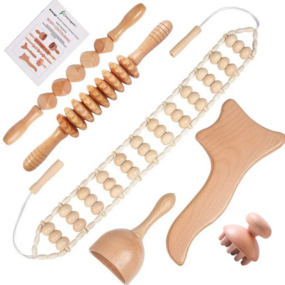 

Wood Therapy Massage Tools Anti-Cellulite Gua Sha Tool Deep Tissue Relax Massager for Body Face Lifting Roller