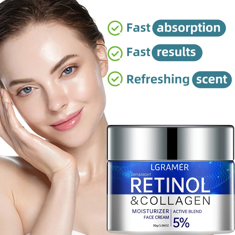 LGRAMER Retinol Collagen Moisturizer, Moisturizing, Moisturizing, Suitable for Men and Women 24 Hours At Night Use