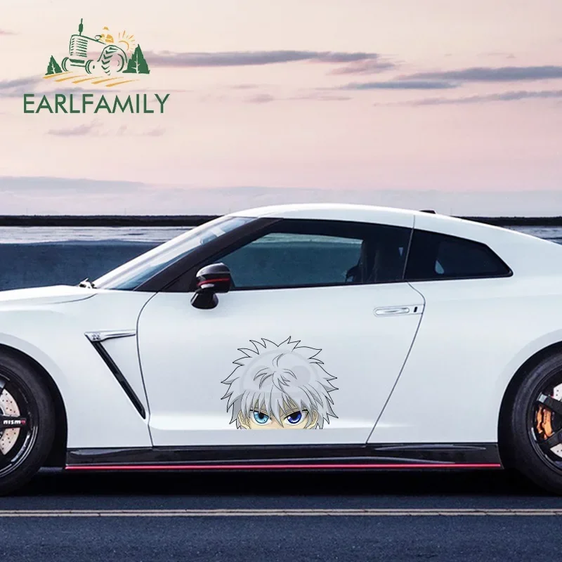 EARLFAMILY 43cm x 33.7cm For Peeking Anime Creative Car Stickers Vinyl Material Fine Decal Waterproof Scratch-Proof Auto Decor