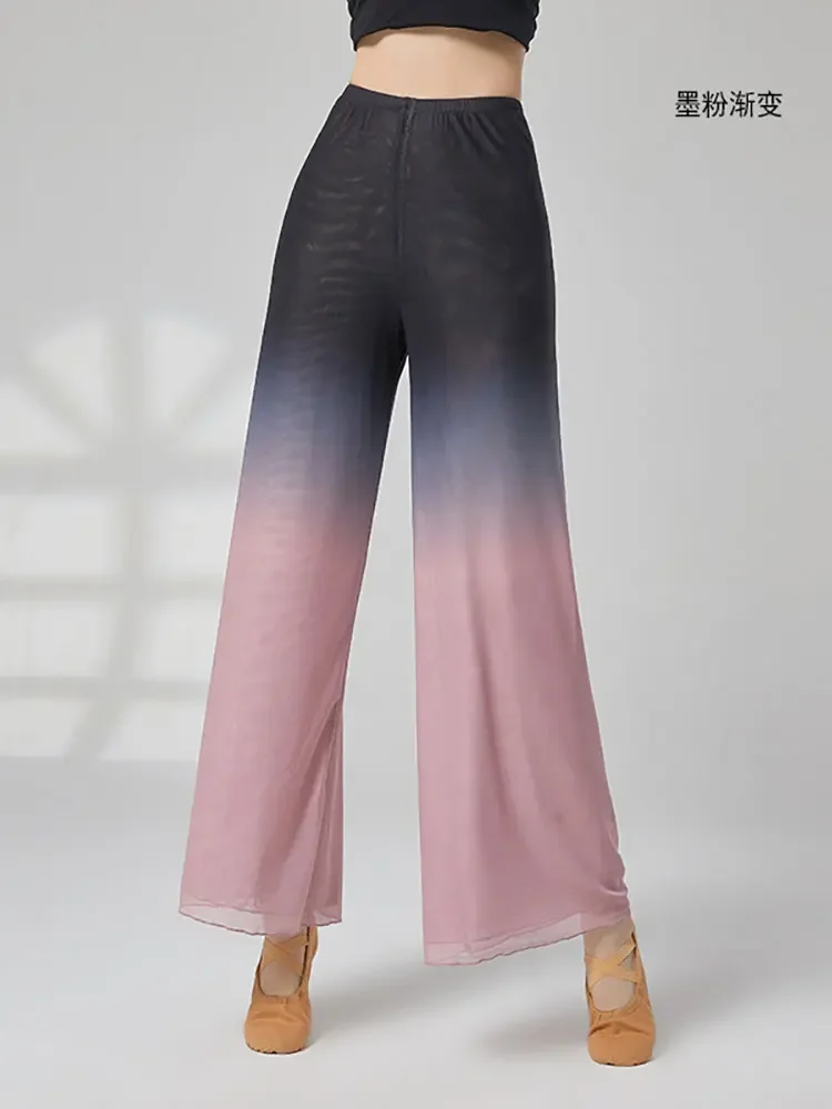 Pantaloni da ballo moderni di colore sfumato per le donne pantaloni da ballo donna 2 colori pratica indossare pantaloni da ballerino pantaloni latini per adulti