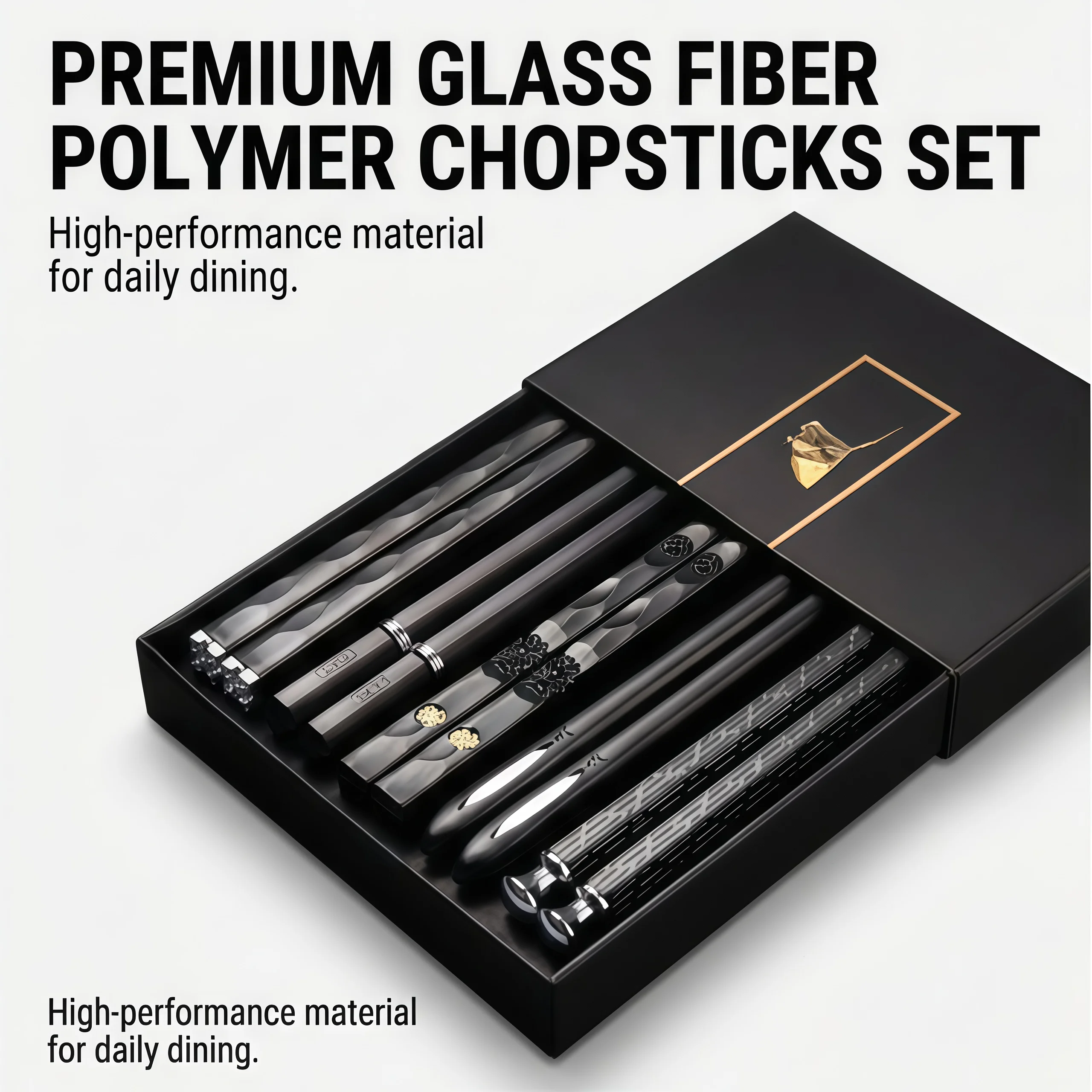 5 Pairs Alloy Chopsticks 25cm, Heat Resistant Non-Slip Kitch