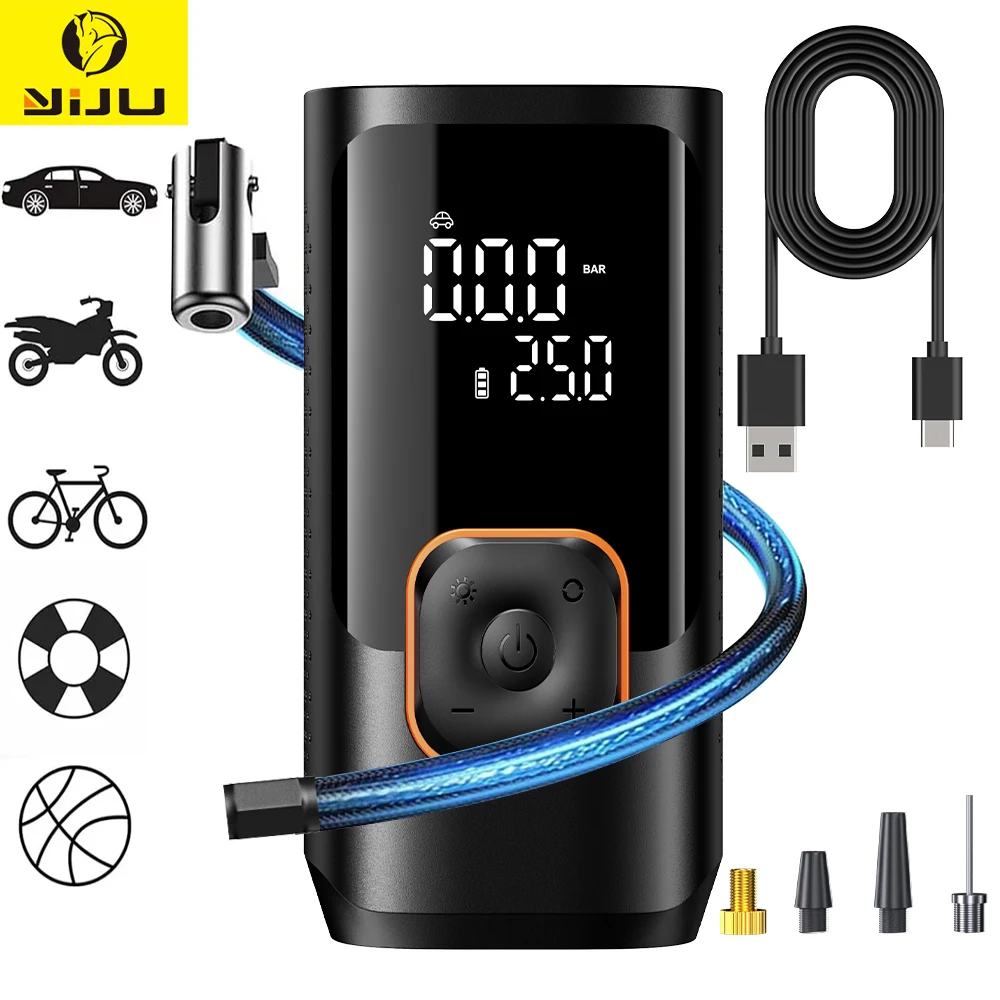 

YIJU Electric Car Air Pump Inflator Compressor Portable Tire Inflator Accurate Pressure Air Pump For Motorcycle Bicycle Ball