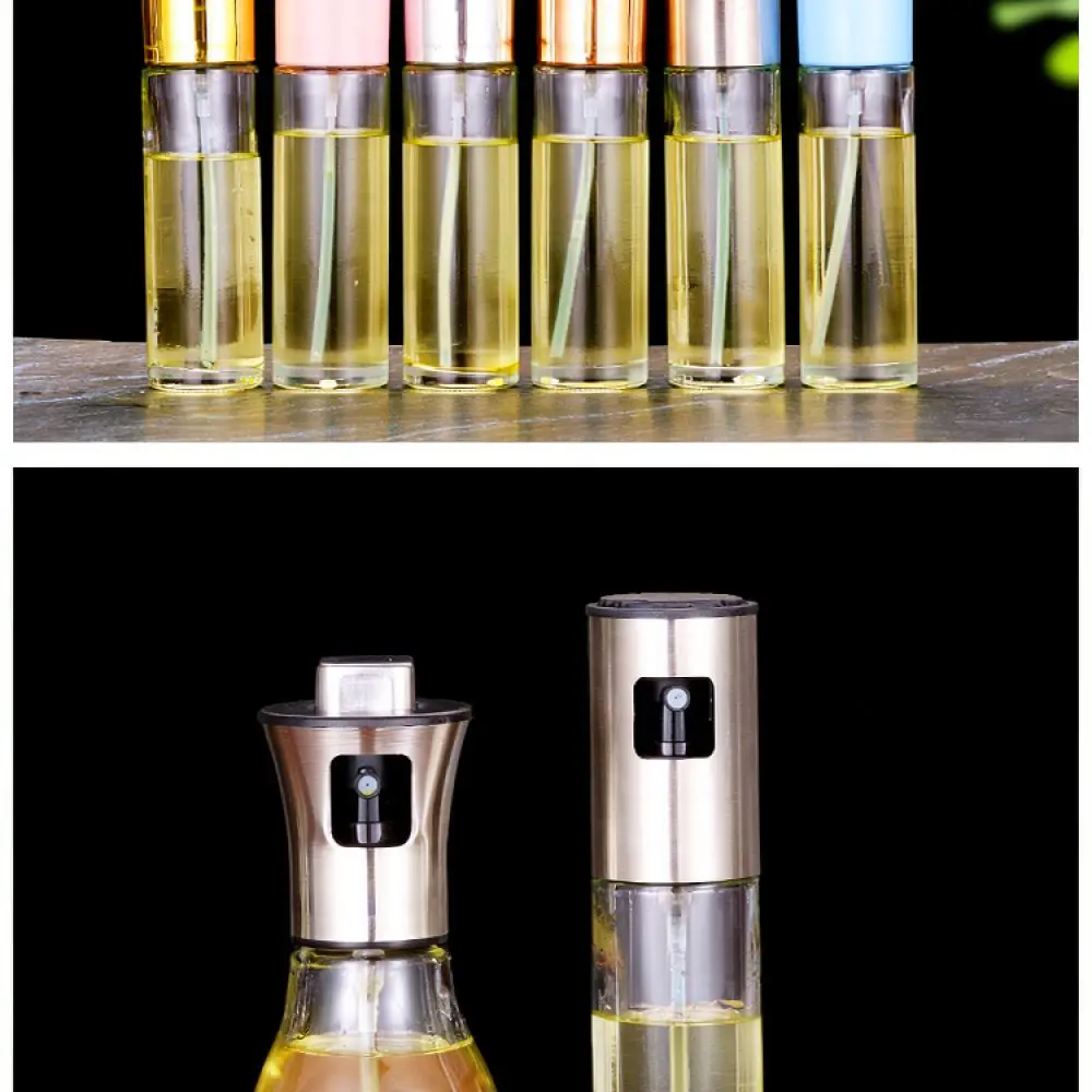 Glass Vinegar Sprayer For Kitchen Stainless Steel Oil Dispenser Bottle Press Type Fine Mist Tool For Salad BBQ