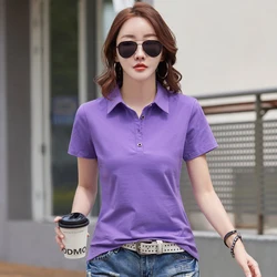 Summer New In Polo Shirt Short Sleeve Cotton Plus Size  Basic T- Shirt Women Button Casual Office Lady Formal Women Tops 2026