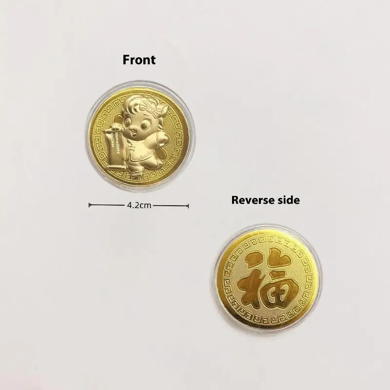 1 مجموعة 42 مللي متر العملات الصينية محظوظ الحيوان الحصان الكرتون تحصيل عملات معدنية جمع 2026 السنة الجديدة تذكارية #5