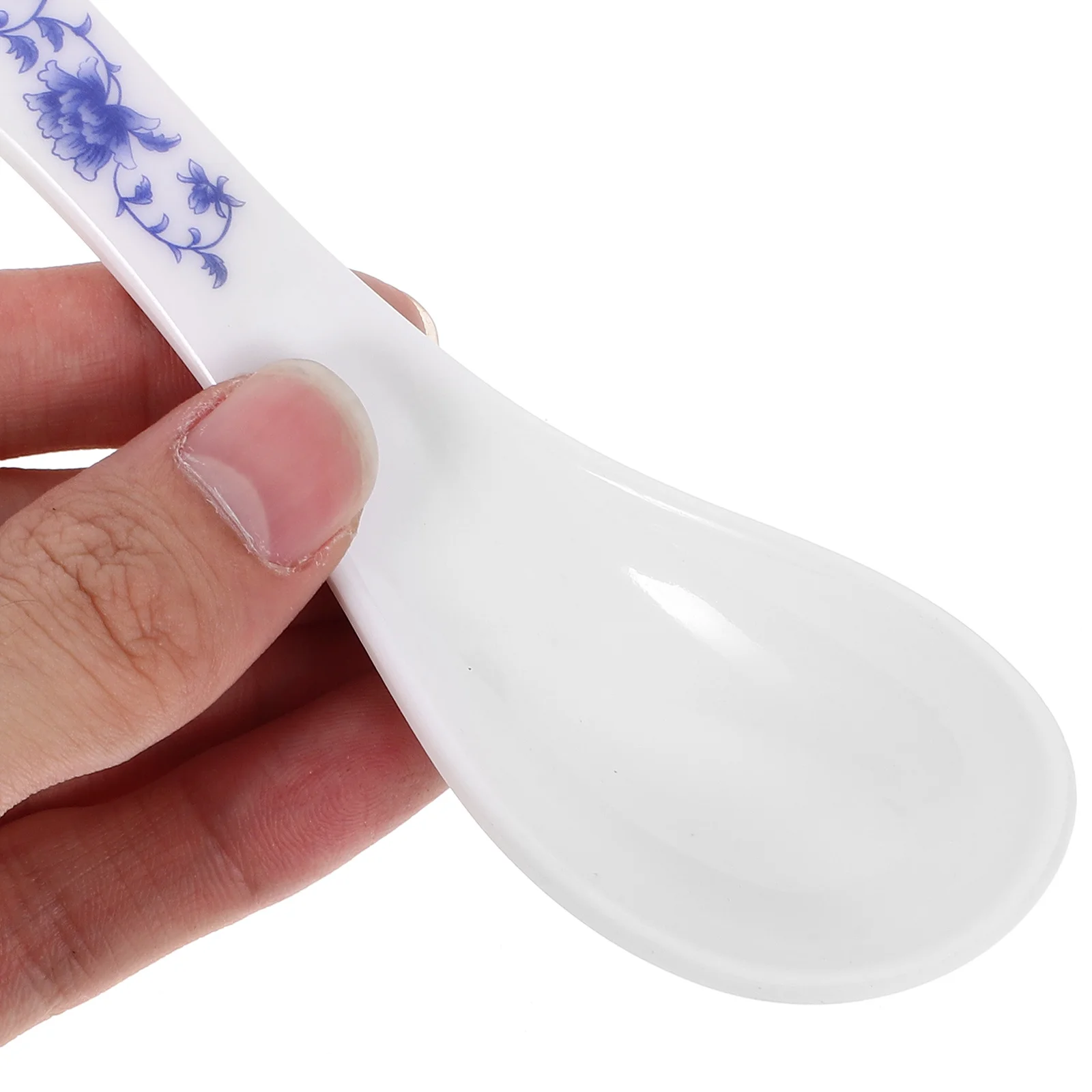 

10Pcs Blue White Creative Soup Spoons Sturdy Tableware for Serving Rice Porridge Ramen Appetizers Soup Spoons Creative Spoon