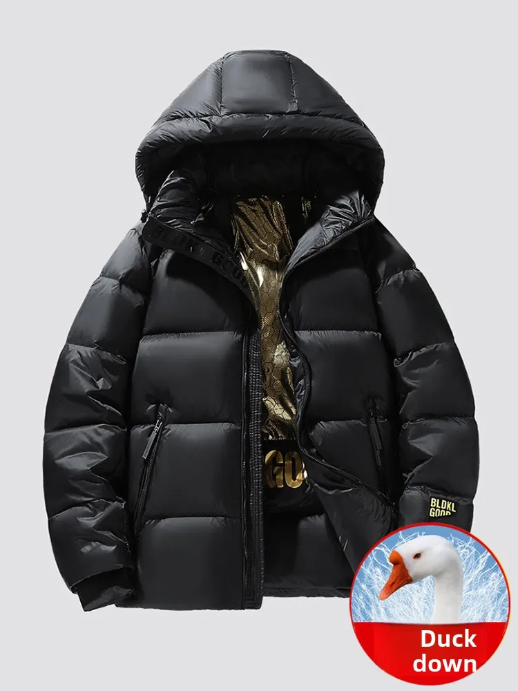 

Ultra-Thi Winter down Jaet for Men And Women with Hood ort Sle Warm Outerwear Bla Gold Trendy Brand Cold Resistant ...