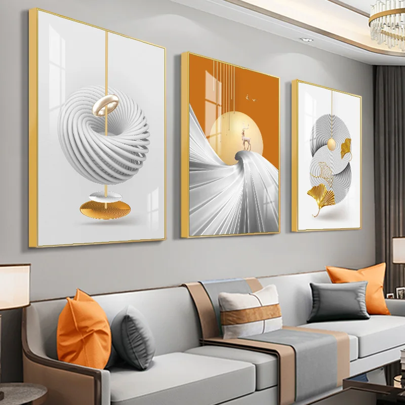 

Modern gold leaf minimalist luxury Canvas Painting Deer Wall Art Print Poster Picture triptych Living Room Home Decoration