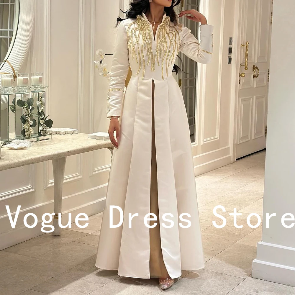 Customized Formal Pearls Crystal Off The Shoulder Jersey Evening Dress Modern A-Line High Collar Long Sleeves Homecomi