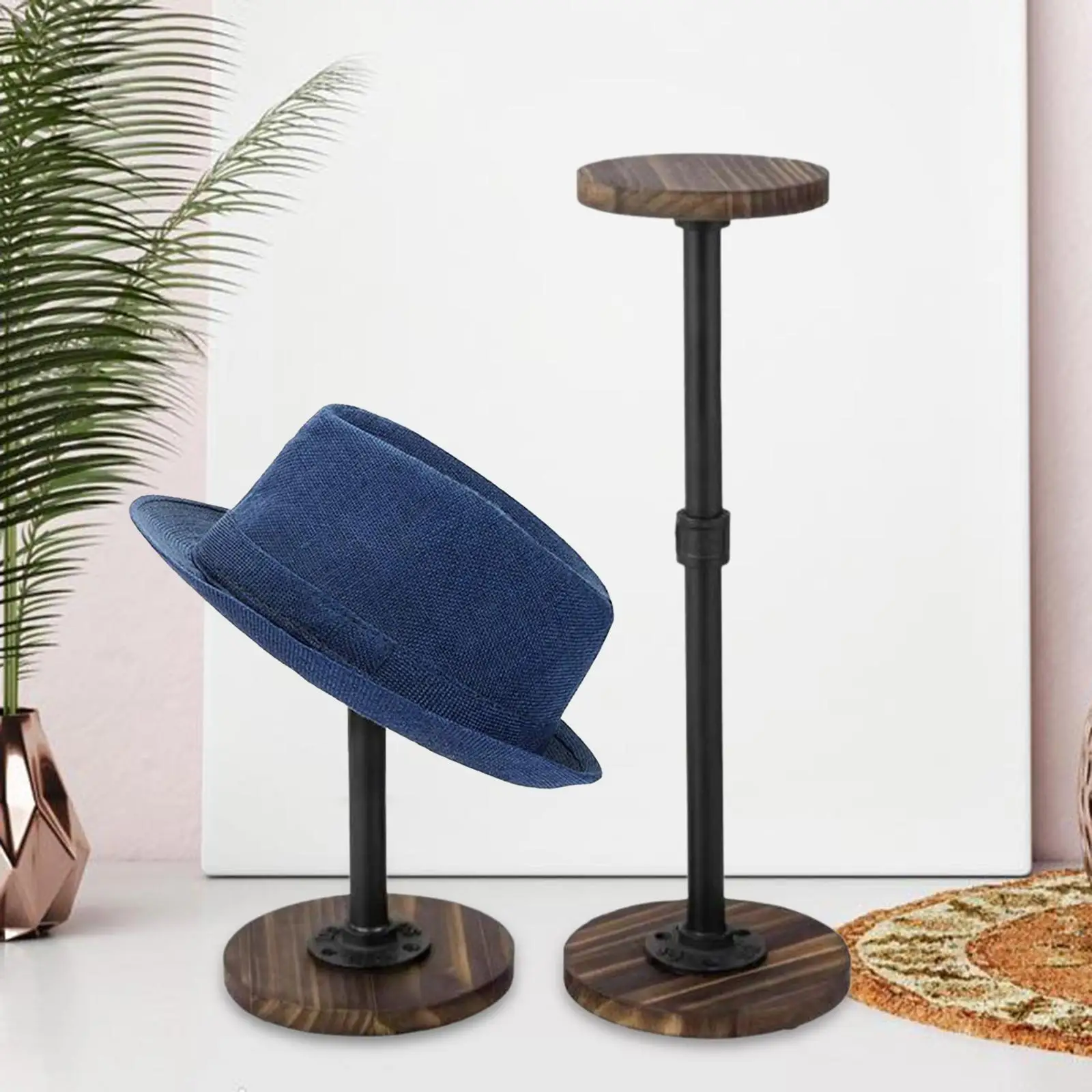 

2Pcs Wig Holder Freestanding Jewelry Riser Hat Display Stand Cap Storage Rack for Football Helmet Vendors Cowboy Hat Cloakroom
