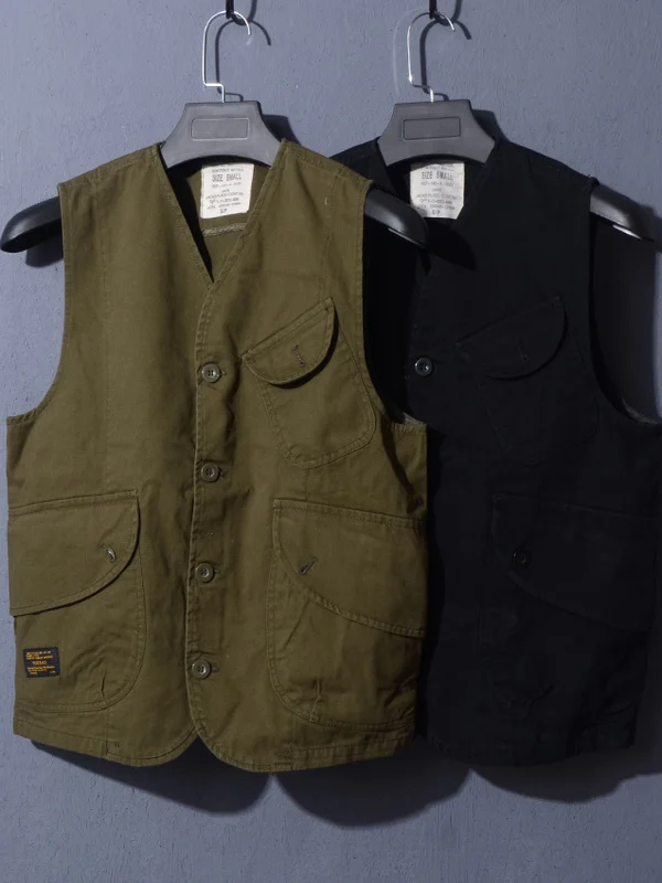 

American Retro Multi-ket Workwear Vest Jaet Men Spring Autumn New Fiing Loose oulder Pad Svel Jaet Men