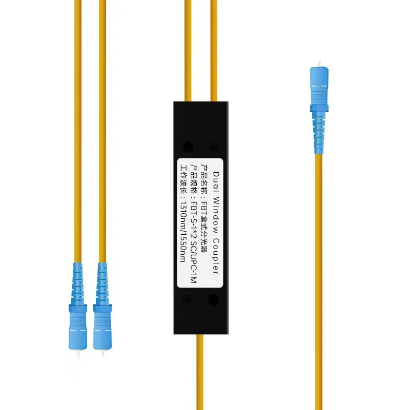 5 buah/lot SC UPC 1X2 PLC Singlemode pemisah serat optik FBT perangkai optik 1X2 pemisah serat optik