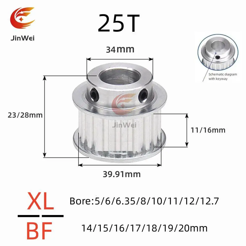 

XL Synchronous Pulley With 25 Teeth, BF Type Tooth Width Of 11mm/16mm, Inner Hole Of 5mm-20mm, High Torque Synchronous Pulley