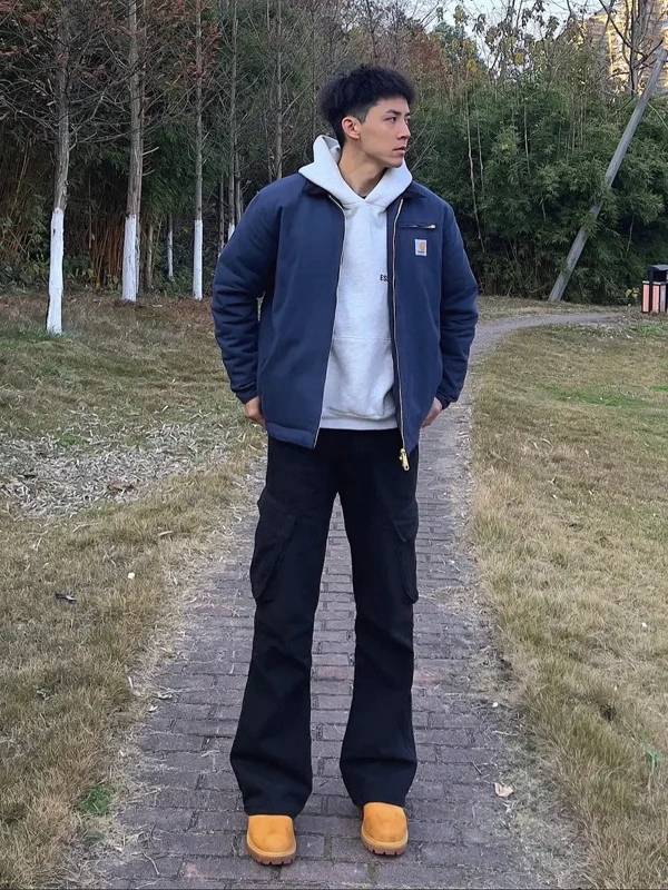 

Мужские джинсы Cleanfit Black Workwear: весенние, в американском стиле, с микро-клешем, большими карманами, прямым кроем и свободной посадкой