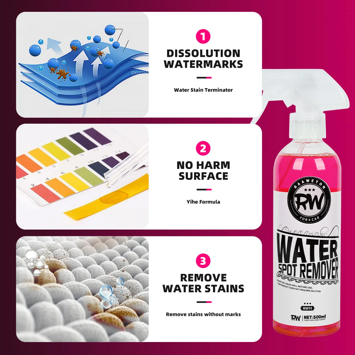 Hard Water Stain Remover Paint Glass Water Spot Mineral Deposit Stubborn Stain Surface Restore Solution Heavy-Duty Spot Cleaner