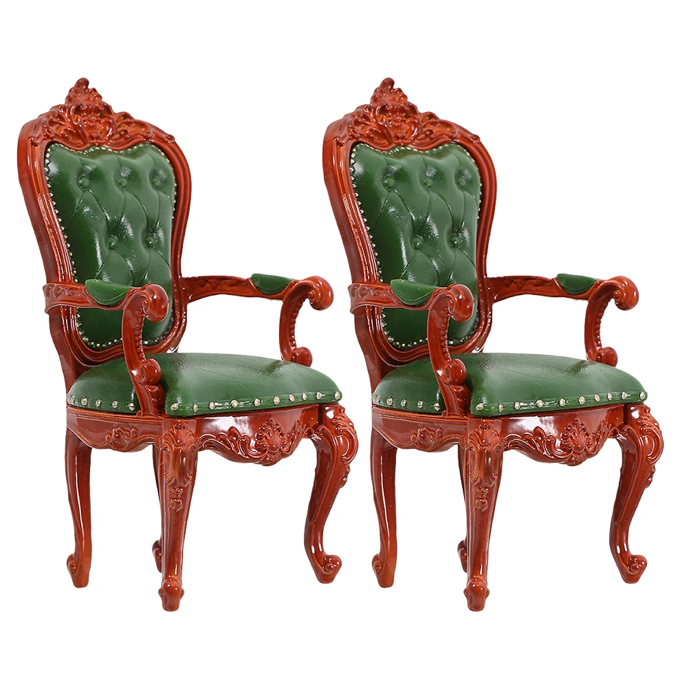 2 szt. Miniaturowe meble retro do domku dla lalek, drewniany fotel dla lalek, model