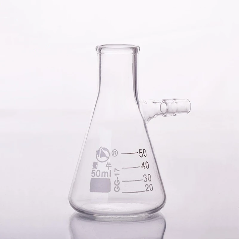 SHUNIU Filtering flask narrow neck with graduations,Capacity 50mL-10000mL,Triangle flask with tubules,Filter Erlenmeyer bottle