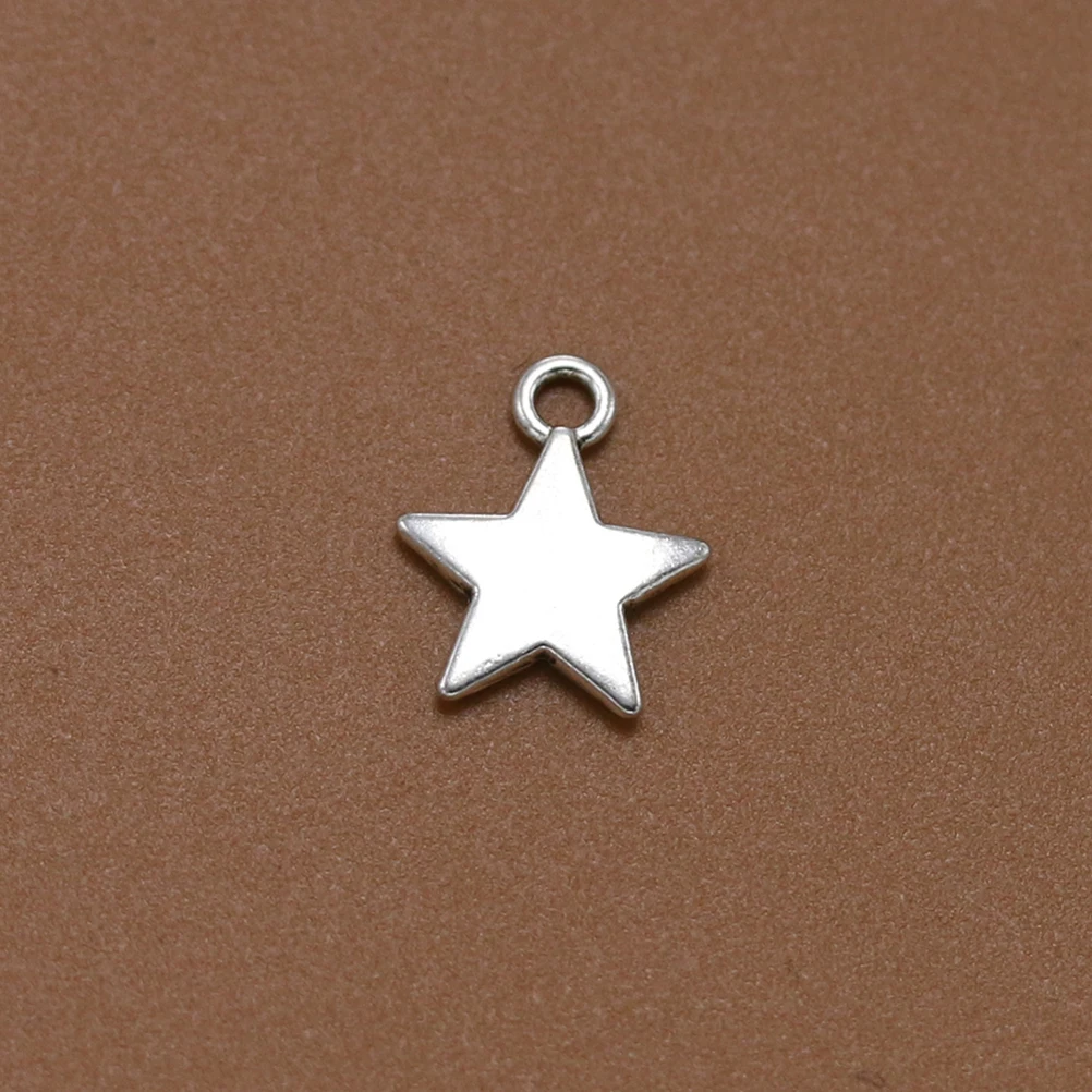 

100pcs Five pointed Star Pendants Alloy Ancient Silver DIY Necklace Bracelet Earrings Jewelry Making Pentagram Charm Pendant