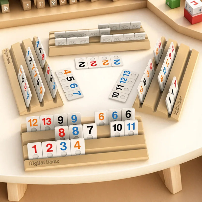 Grandes fichas clásicas de Mahjong israelí de 3.8cm, juego de Rummikub, bolsa portátil, juego de mesa digital Rummy Cube para viajes, reuniones familiares