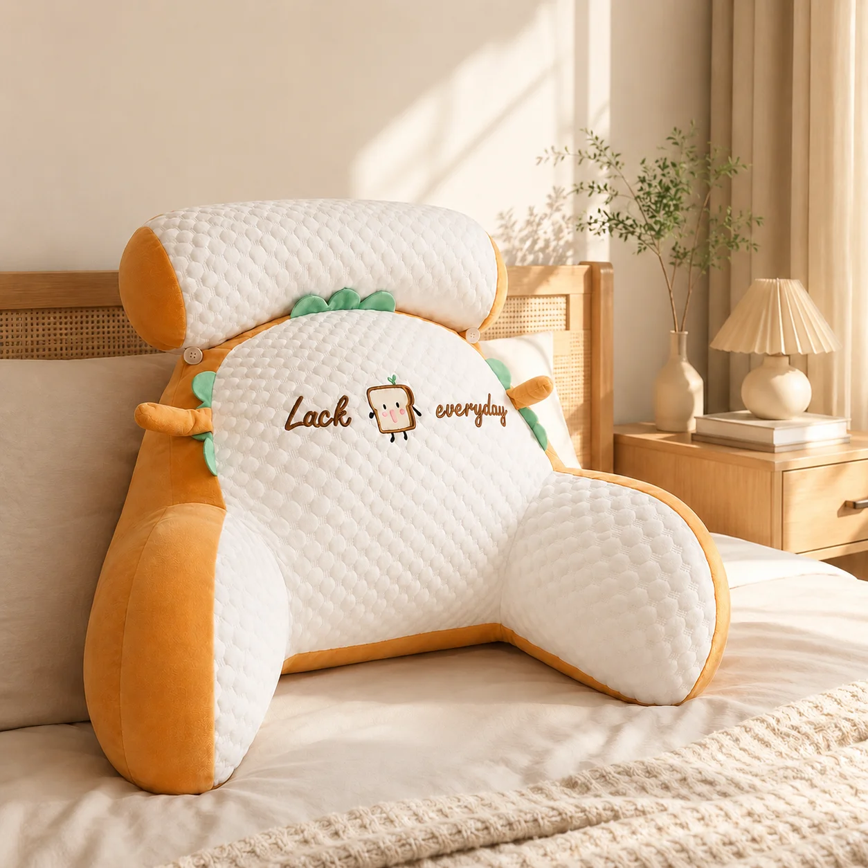 Ergonomic Reading Pillow with Neck & Arm Support, Cool Touch Fabric with Adjustable Neck Pillow