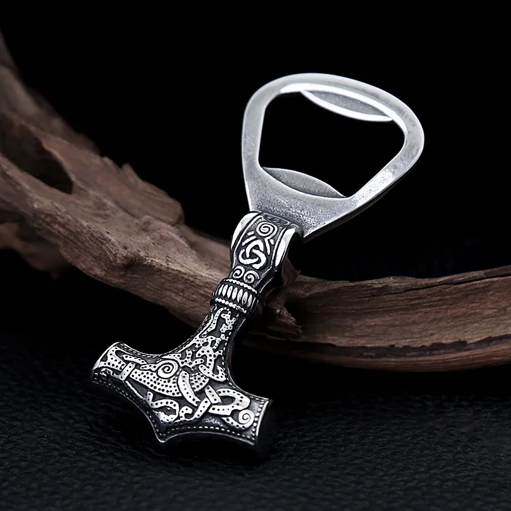 Viking Thor Mjolnir Hammer Stainless Steel Bottle Opener Nordic Celtic Knot Amulet For Men Women Street Fashion Jewelry Accessoy