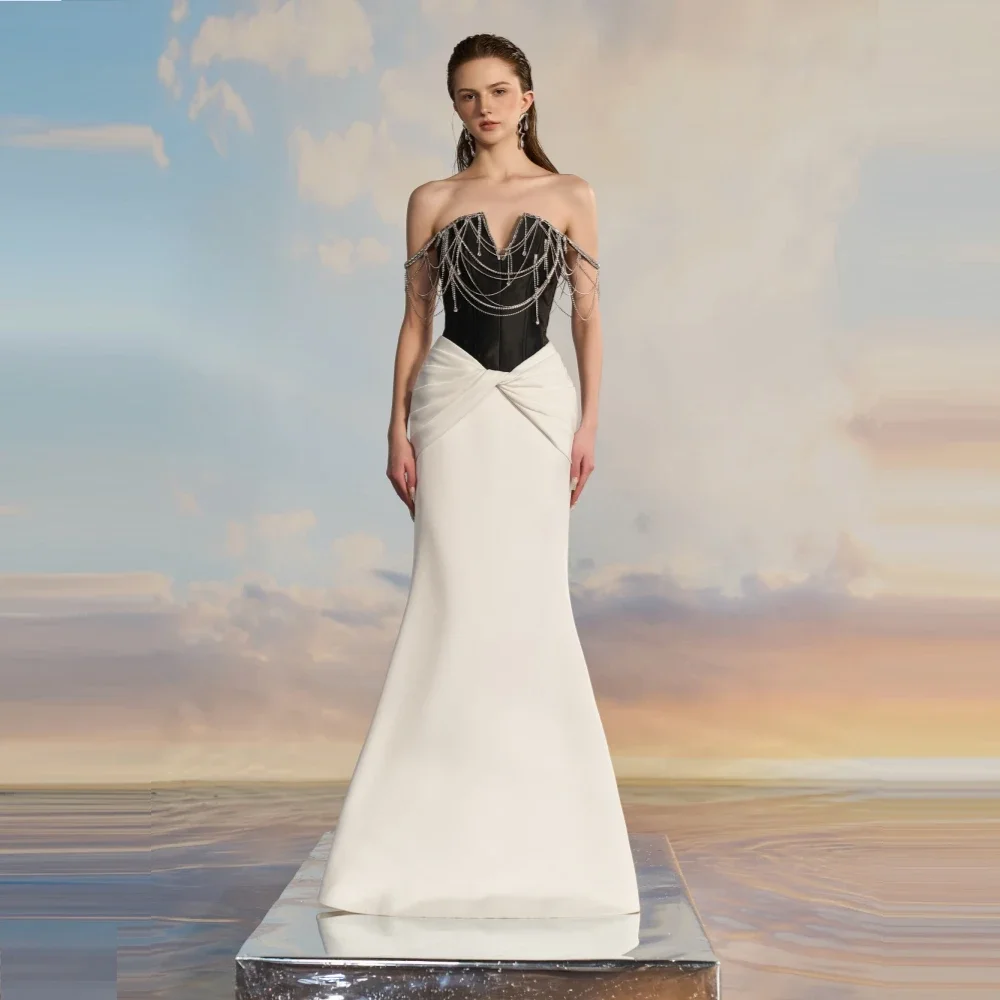 Formal Gown Prom Saudi Arabia Evening Gown Prom Dress Asymmetrical A-line Floor Length Bows Skirts Ribbon Tassel Bespoke Occasio