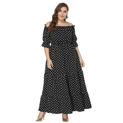 Plus Size New Arrival z krótkim rękawem nadruk w kropki swobodne sukienki letnie dla dużych kobiet