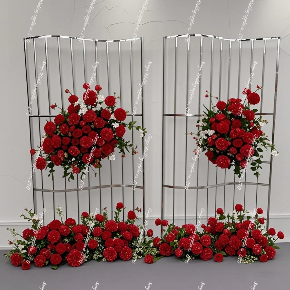 2pcs)Wedding Stage Background Arch Wedding Flower Door Props Wrought Iron Crescent Arch flower backdrop stand