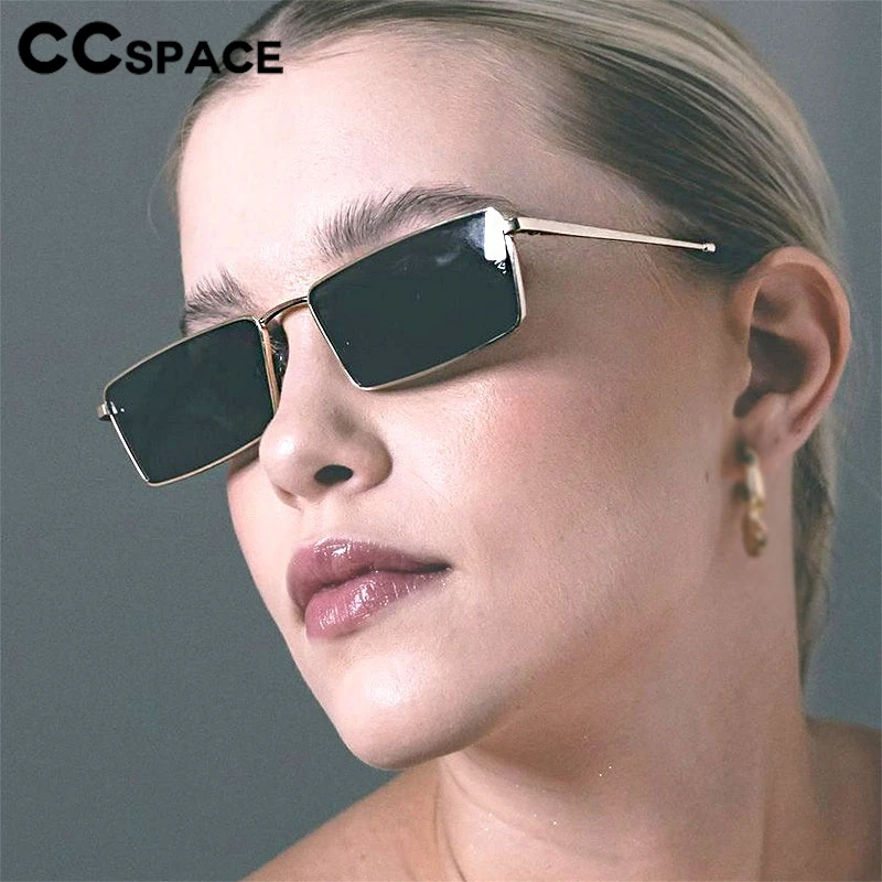 Luxe vierkante metalen zonnebril damesmode klein formaat retro zonneglas casual buiten zonnebrandcrème REIZEN vakantie # 301909