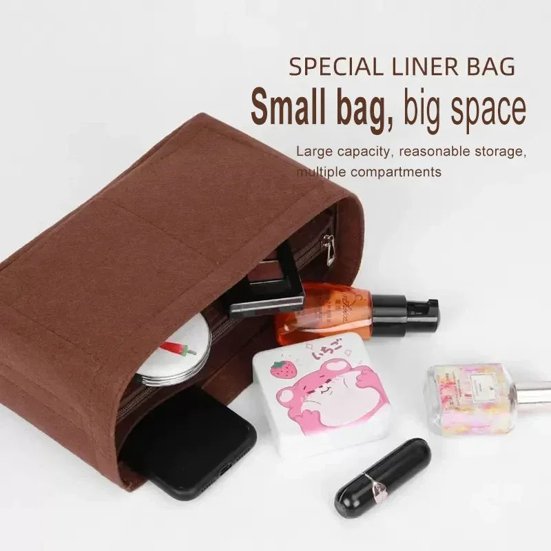 Сверхлегкий фетровый органайзер-вставка для дорожных сумок, сумка для хранения косметики нестандартного размера с гнездом для чехла для телефона, универсальное рождество