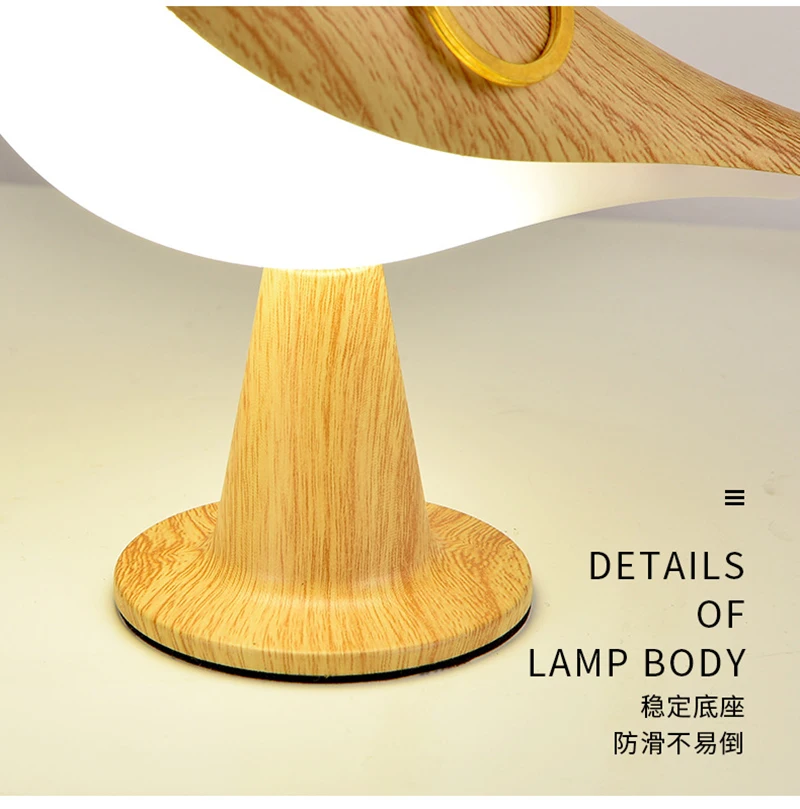 3 Colors Wooden Bird Night Lights LED Touch Switch Rechargeable for Bedroom Interior Lighting Desk Lamp Bedside Lamps Decoration