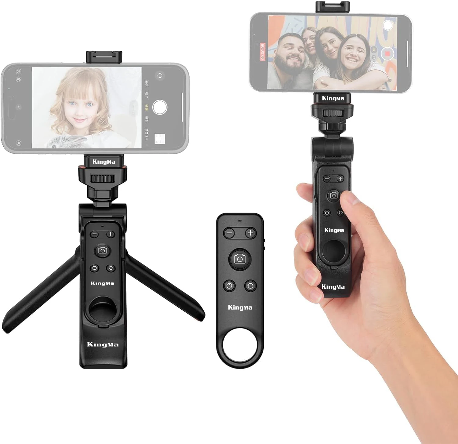 Phone Remote Shutter Tripod Shooting Handle with Detachable Remote for iPhone Selfie Video Photo Shooting/Zoom/Lens Switching