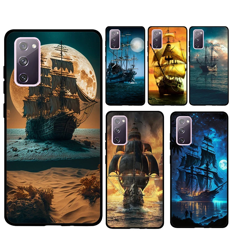 Sailing Ship Pirate Ship Phone Case For Samsung Galaxy S25 Ultra S9 S10 Plus S20 S21 S22 S23 FE S24 Ultra Back Cover