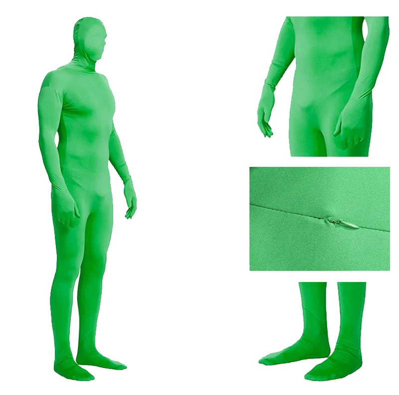 Stretchy Body Green Screen Suit Video Chroma Key Comfortable Background Invisible Effect Tight Suit Bodysuit Cosplay Costumes