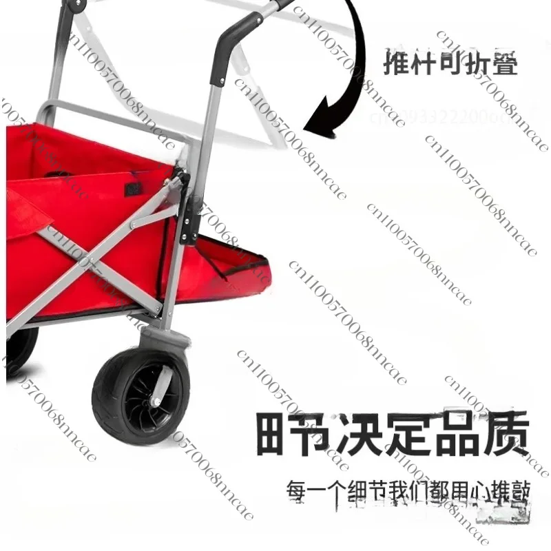 Outdoor camping cart Folding camping trolley Four-wheeled street vending camping cart Extended beach shopping