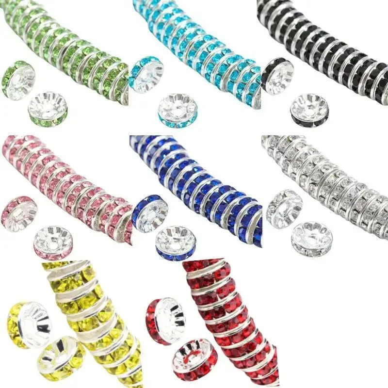 50Pcs 6mm Rhinestone Beads DIY Bracelet Necklace Accessories Loose Spacer Beads For Jewelry Making Handmade Accessories