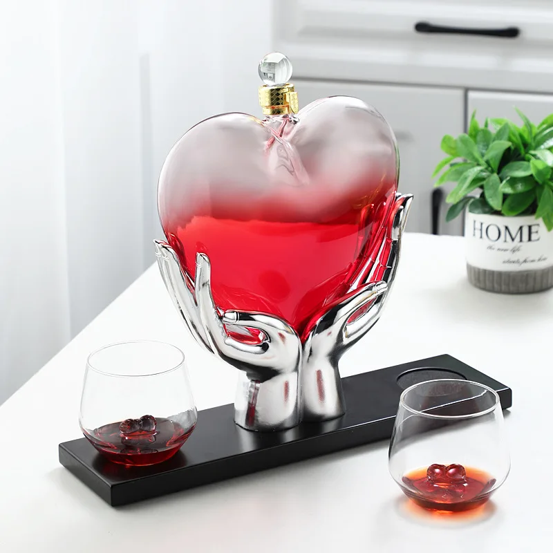 Heart Shape Wine Whiskey Set for Champagne Elegant Wine Dispenser High-End Glass Whisky Decanter With Holde Rhome Brewing Wine