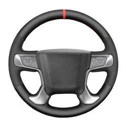Black Faux Suede Leather Car Steering Wheel Cover for GMC Sierra 1500 Limited 2500 3500 2014-2019 Yukon XL 2015-2020