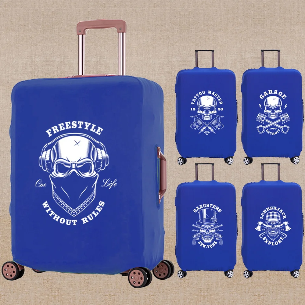 Luggage Cover Scratch Resistant Thicken Trolley Protective Case Skull Print Travel Accessory Covers Apply To 18-32 Inch Suitcase