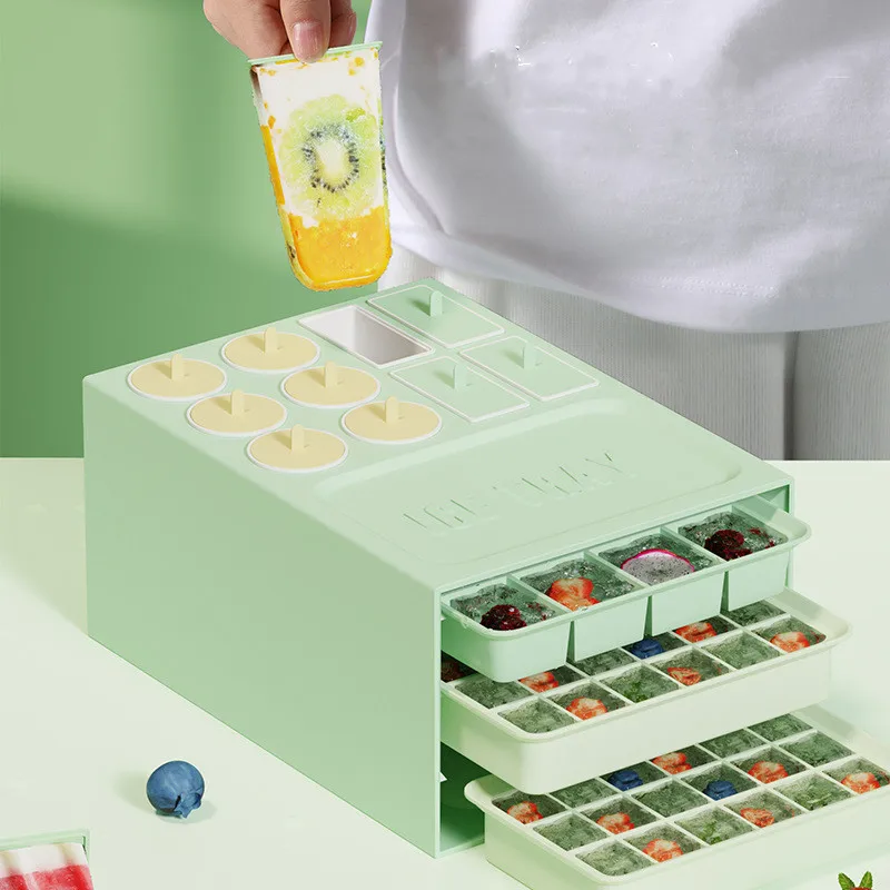 

18/8/6/4 Cavity Ice Cube & Popsicle Mold Set Food Grade PP with Silicone Base, Easy Push Ice Maker for Cocktails Smoothies,Party