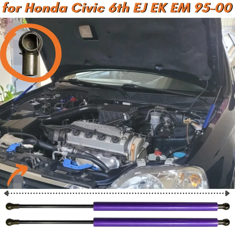 

Qty(2) Hood Struts for Honda Civic 6th EJ EK EM 1995-2000 Front Bonnet Gas Struts Springs Shock Absorbers Lift Supports Bars